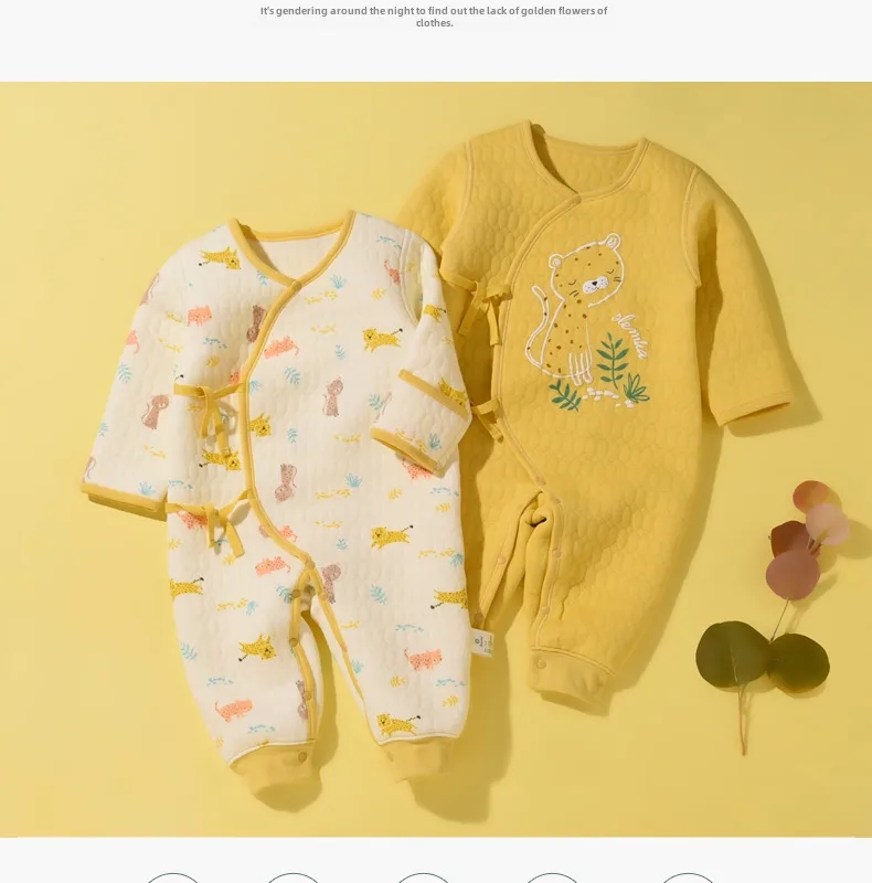 baby kids learning Exclusive Handcrafted Baby One-Body baby child images Winter Clothes: Thickened Cotton Long-Sleeve Lace-Up Romper for Comfortable Autumn Adventures thinkbaby kids