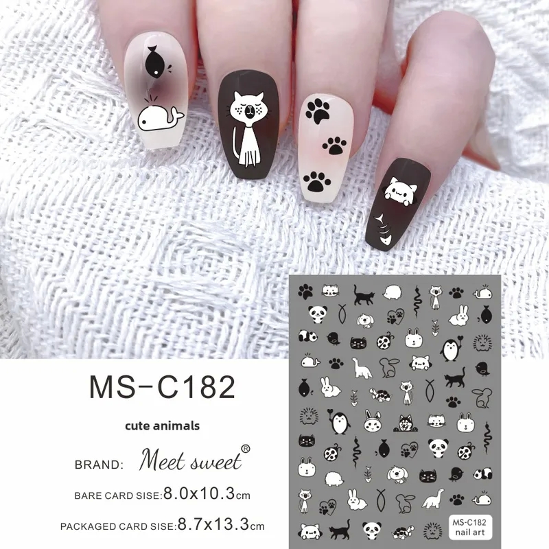 beauty health design spa Wholesale Authentic Shiny Black & White Korean Flower Cat Nail Decals 3jdf health and beauty – Cute Animal Stickers for Festival Fashion beauty health institute tampa