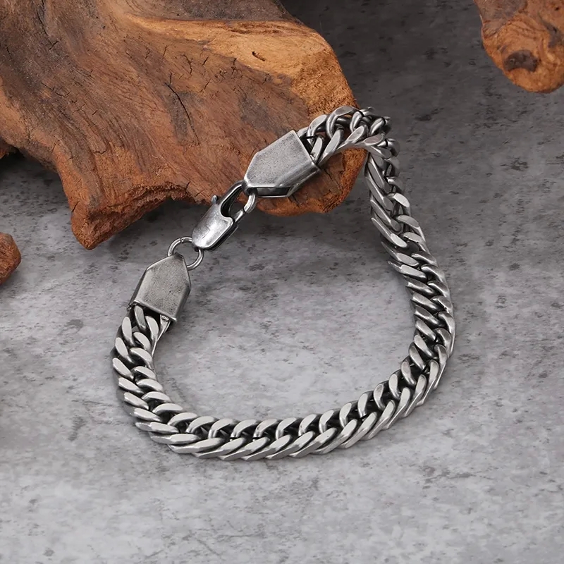 best place for men's jewelry Wholesale Retro Hip-Hop Jewelry Set: Durable 304 Stainless Steel 18K Gold Plated Bracelet & Necklace - Shiny esquire men's jewelry & Discounted indigenous men's jewelry