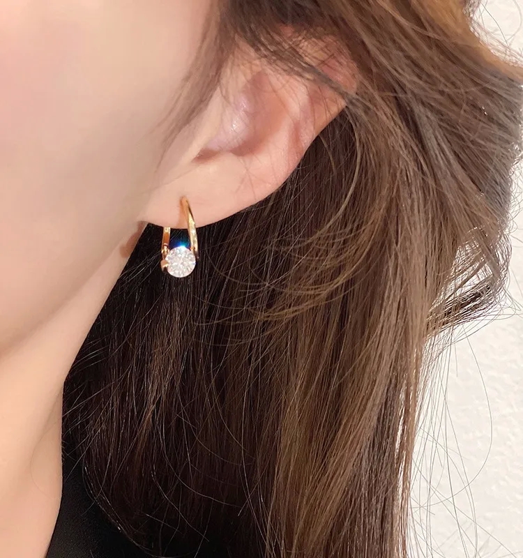 disney fine jewelry Wholesale Lightweight Geometric Zircon fine jewelry new york Earrings | Minimalist Korean Style | Affordable Fashion for Women | Discounted Bulk fine gold 9999