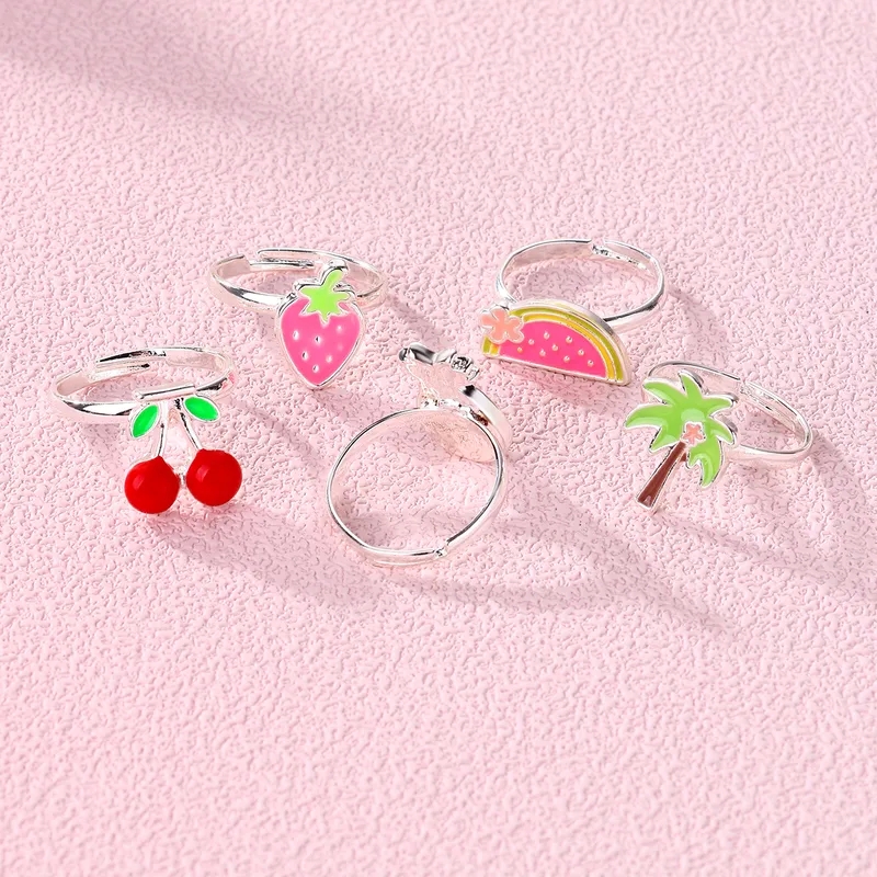ear fashion jewelry Wholesale Cute Coconut Tree Alloy Plastic Plated Open Rings shadow high fashion jewelry studio – High-Quality, Comfortable, Refined Craftsmanship for Girls fashion jewelry accessories wholesale