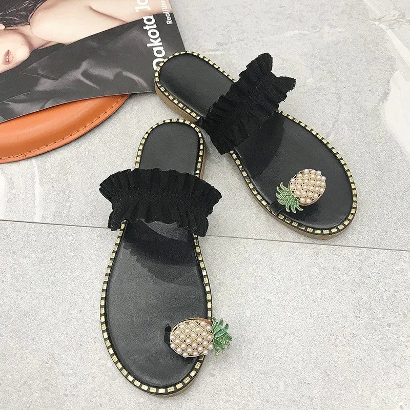 ethically sourced "Glam Pineapple Lace Beach Sandals – Tailor-Made Seasonal playful Collection" customized option