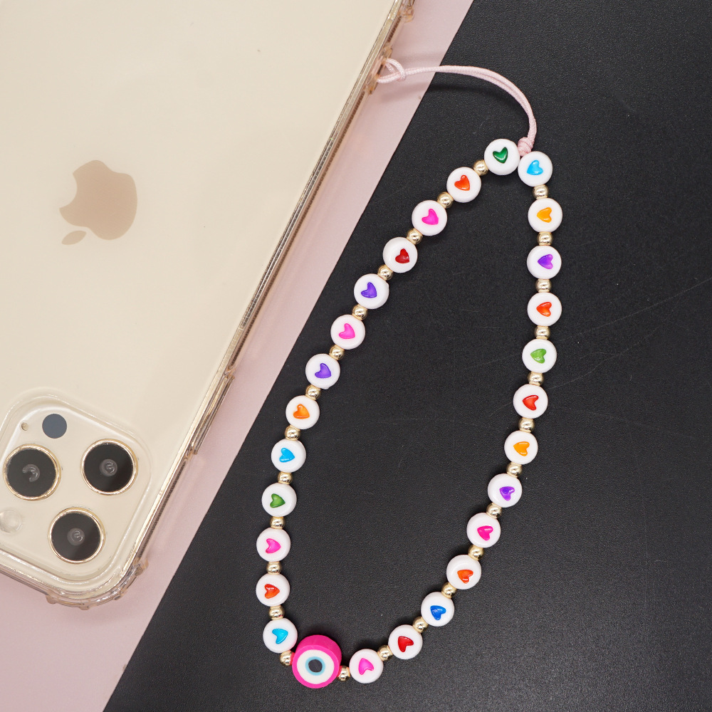 fashion accessories hairstyles Sparkling Minimalist Acrylic Heart Devil's Eye Phone Chain - Bold, Comfortable Wrist Pendant fashion accessories dwc llc for Mobile Phones fashion accessories usa