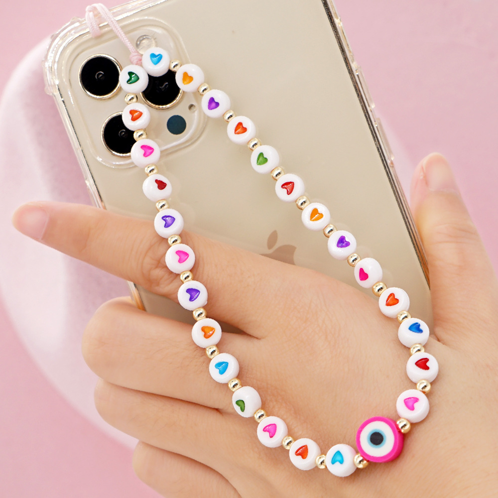 fashion accessories industry Sparkling Minimalist Acrylic Heart Devil's Eye Phone Chain - Bold, Comfortable alt fashion accessories Wrist Pendant for Mobile Phones 1920's men's fashion accessories