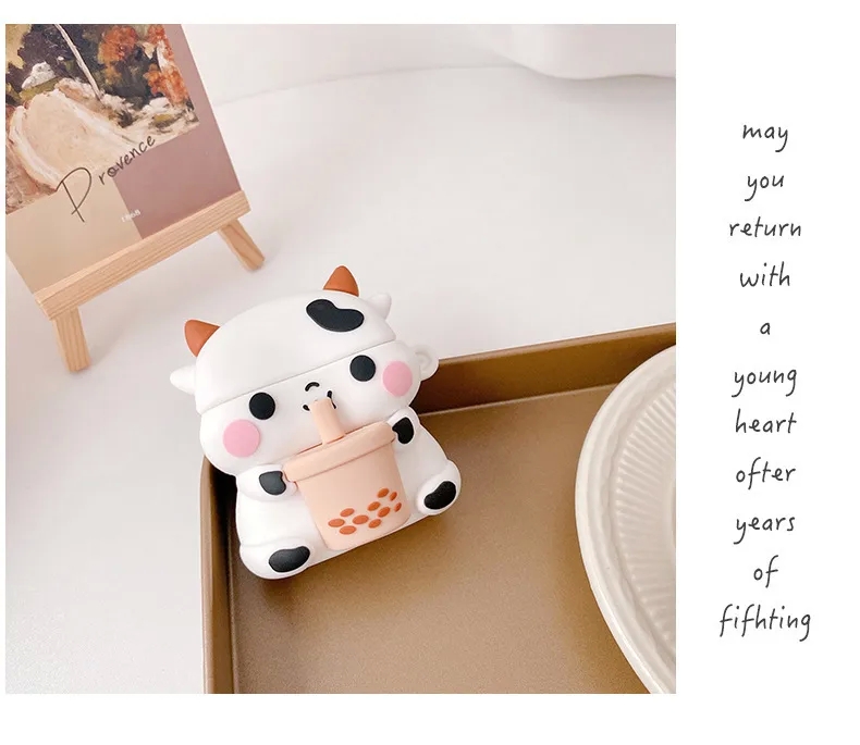 fashion accessory vendors Custom 90s fashion hair accessories Handcrafted Cow AirPods Pro Case - Polished Cartoon Milk Tea Design for Wireless Bluetooth Earphone Sleeves fashion nova accessories