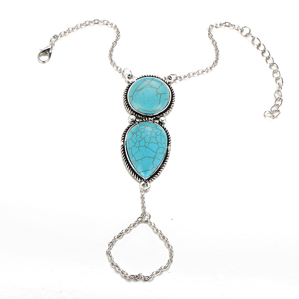 fashion jewelry fair hong kong Minimalist Bohemian Round Alloy Turquoise priti's fashion & jewelry Bracelet – Fine Casual Metal Jewelry, 1 Piece fashion jewelry china