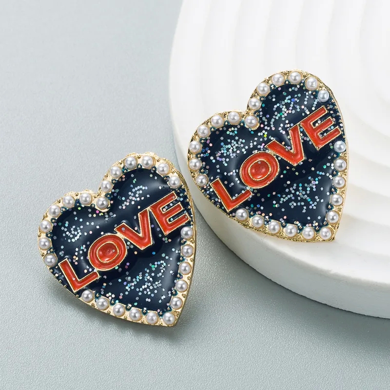 fashion jewelry name necklace "Glamorous Oil Drip Acrylic Heart Letter Alloy Earrings – fashion jewelry retail stores Refined & Eye-Catching European Style" types of fashion jewellery