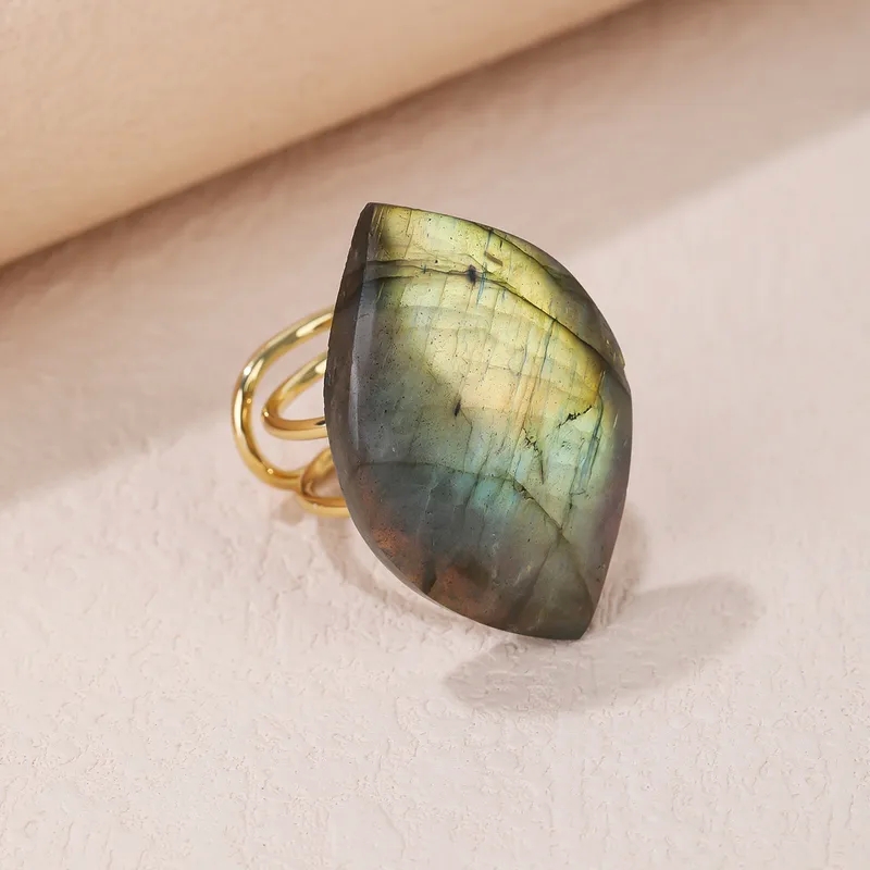 ferkos fine jewelry reviews Elegant Artisanal Shiny fine jewelry hoops Labradorite Asymmetrical Open Rings for Women – Punk Hip-Hop Style fine jewelry gauges