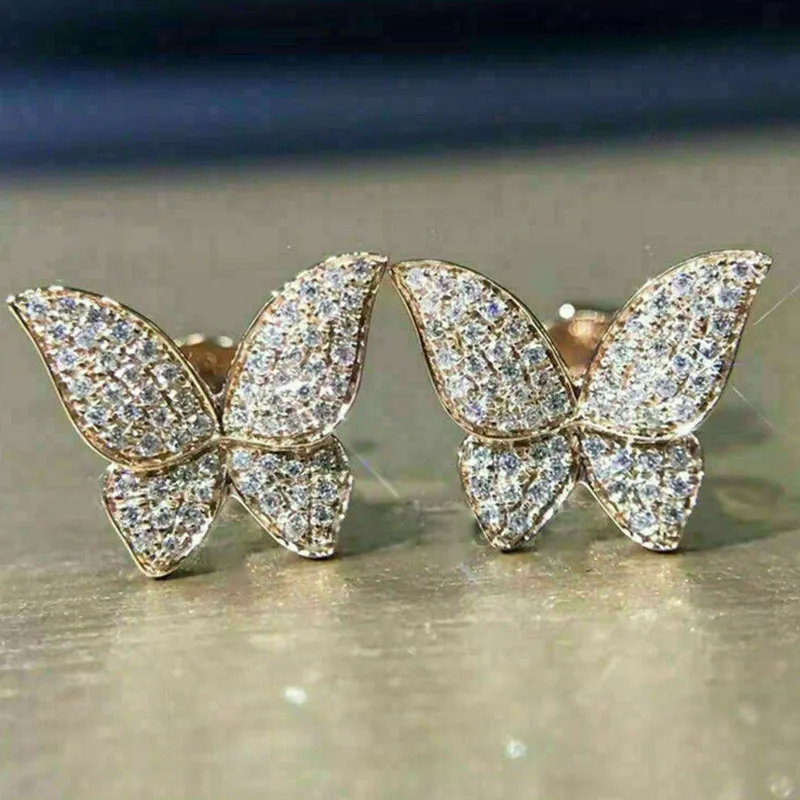 Eco-Chic Heritage Butterfly Earrings: High-Quality Zircon & Copper Design, Eye-Catching Micro-Encrusted Elegance