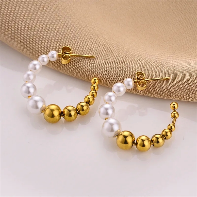 fine jewelry box "Limited-Time Luxury Matte C-Shape Titanium Steel Imitation Pearl Earrings – Wholesale prada fine jewelry Fashion Pair" brilliance fine jewelry 10kt gold earrings