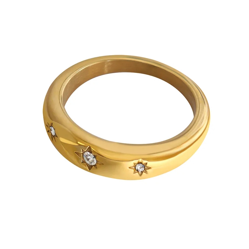 fine jewelry brooches "Artisanal lee michaels fine jewelry zoominfo Sleek Sun Ring – 304 Stainless Steel with 18K Gold Plating & Zircon Accent Artsy Minimalist Jewelry" saad's fine jewelry