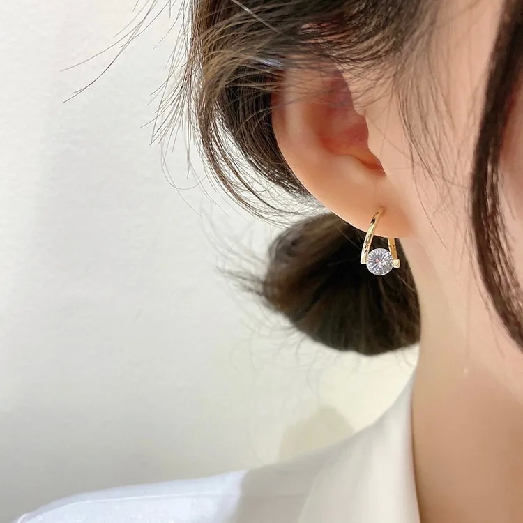 fine jewelry gold hoops Wholesale Lightweight Geometric Zircon Earrings | Minimalist Korean Style | Affordable Fashion for fine jewelry appraisal near me Women | Discounted Bulk ike fine jewelry