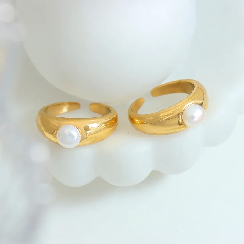 fine jewelry halloween "Exclusive Offer: Adjustable fine jewelry bracelets C-Shape Titanium Steel Pearl Open Ring – Discounted Party Wear Jewelry" fine jewelry engagement rings