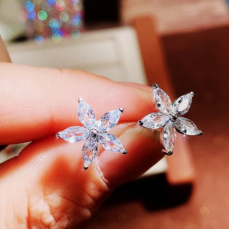 fine jewelry houston tx Shiny Handcrafted Budget-Friendly Korean Star Flower fine jewelry Copper Earrings for Women noble fine jewelry