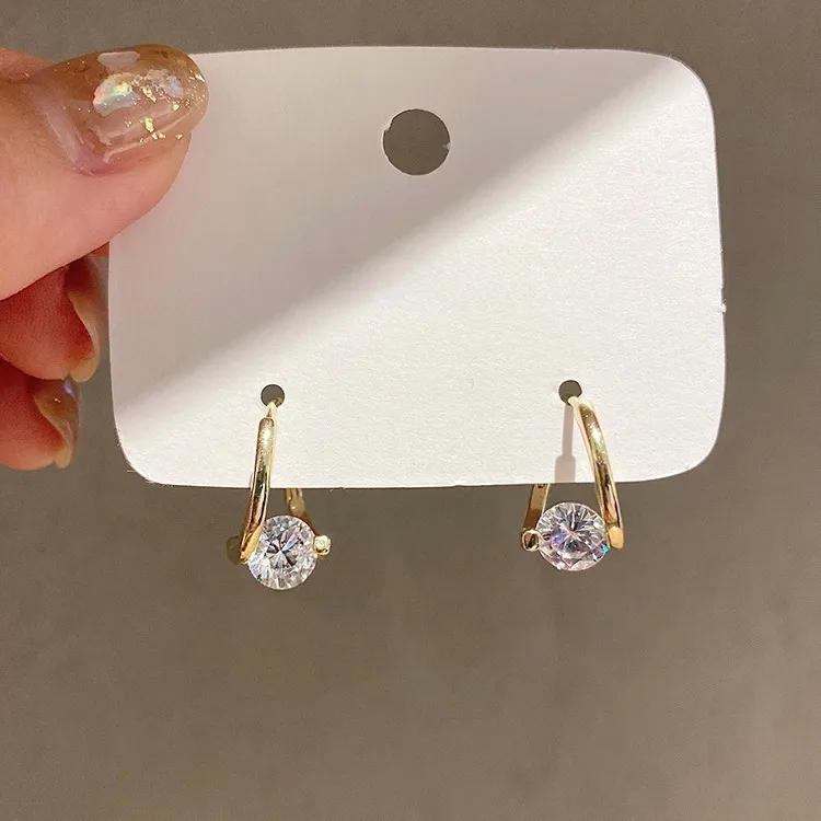 fine jewelry tokyo Wholesale Lightweight Geometric Zircon Earrings | Minimalist Korean Style | Affordable Fashion amy's fine jewelry for Women | Discounted Bulk fine jewelry unique