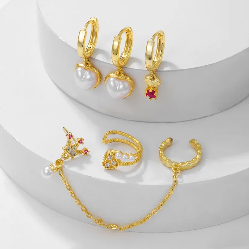 antons fine jewelry "Exclusive 4-Piece fine jewelry convention 2023 Heart-Shaped Brass Pearl Drop Earrings – Timeless 18K Gold-Plated Fashion Must-Have" fine jewelry since 1979