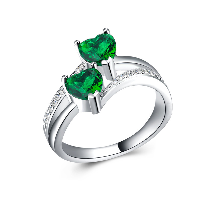 giganti & giganti fine jewelry Modern Lightweight Masculine Zircon Double Heart fine jewelry engagement rings Ring - Platinum-Plated Copper Jewelry Wholesale young's fine jewelry photos