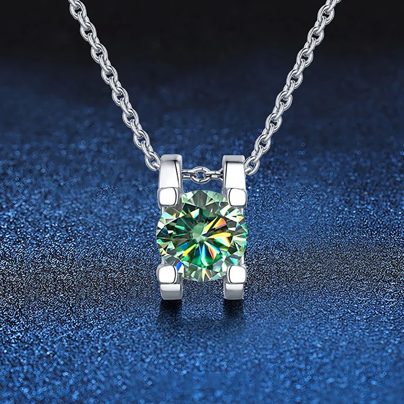 high end jewelry names Handmade Bohemian Chic 1.0ct Round Moissanite Geometric Lab-Grown high end zodiac jewelry Diamond Necklace Vintage Artisan Silver Jewelry is pandora considered high end jewelry