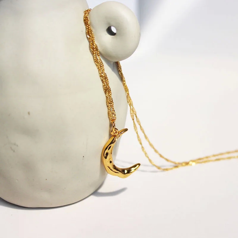 high end jewelry new york "Affordable Waterproof 24K best place to sell high end jewelry Gold-Plated Moon Pendant Necklace – Hand-Engraved Polished Finish Discounted" french high end jewelry brands