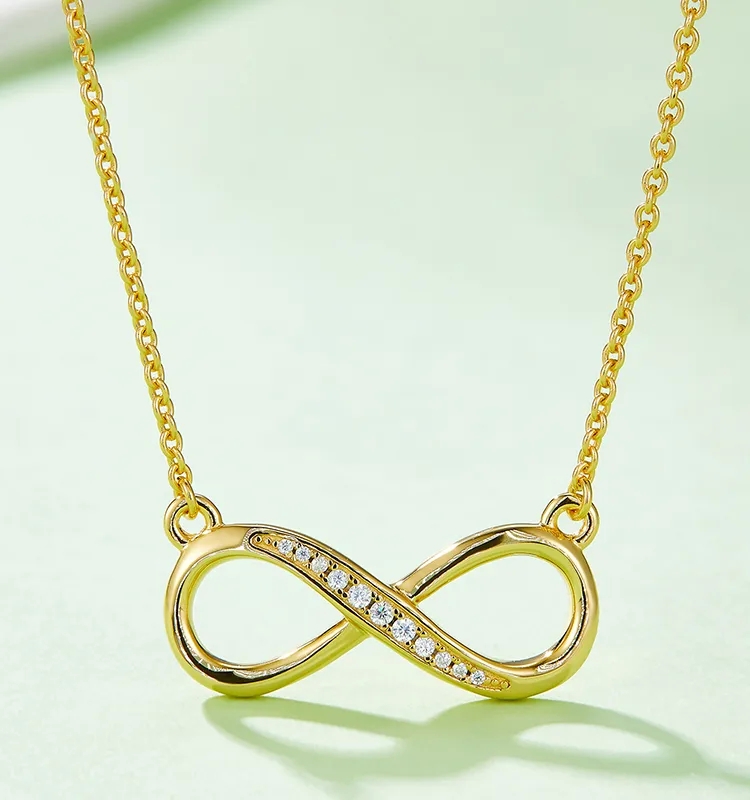 high end luxury jewelry brands Vintage Sleek Custom-Fit 0.1ct VVS1-VVS2 Round Moissanite Infinity is jared a high end jewelry store Hollow Inlay Cable Chain Necklace FDJZ-056 second hand high end jewelry