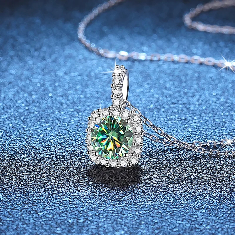 high end nipple jewelry Handmade Bohemian Chic 1.0ct Round Moissanite Geometric Lab-Grown Diamond high end jewelry consignment Necklace Vintage Artisan Silver Jewelry high quality piercing jewelry uk