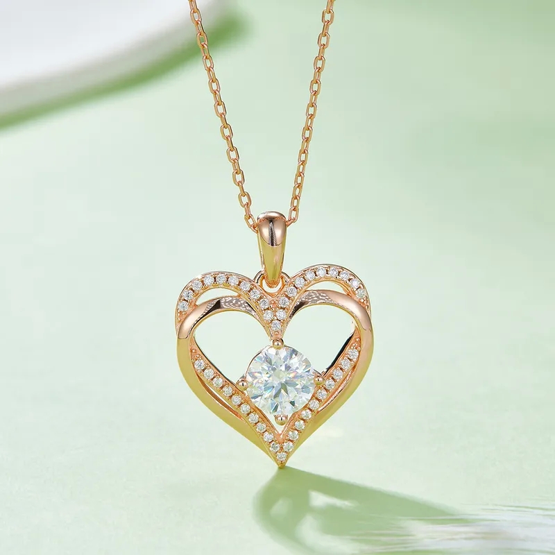 high end vintage costume jewelry "Luxury Boho Chic 925 Sterling Silver high end jewelry clover Moissanite Heart Pendant Necklace – Feminine & Fashionable Cable Chain" high end amethyst jewelry