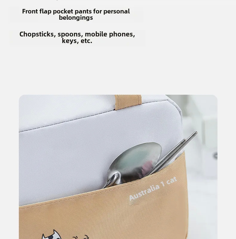 home goods 97th street Vintage Waterproof Cat Lunch Bag - Insulated Outdoor Rice Box, Masculine Style, Fashion Must-Have home kitchen bar for Daily Use home kitchen exhaust fan