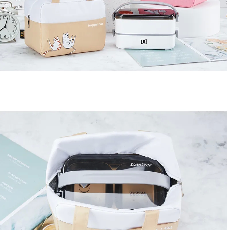 home kitchen for kids Vintage Waterproof Cat home bargains kitchen bins 50l with lids Lunch Bag - Insulated Outdoor Rice Box, Masculine Style, Fashion Must-Have for Daily Use home & kitchen products list