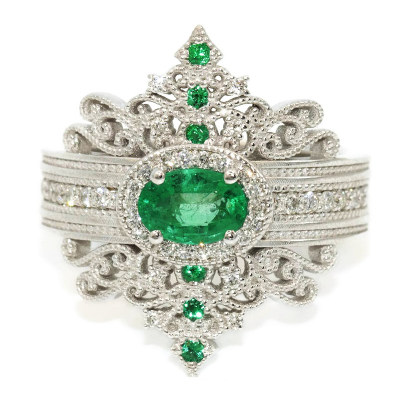 jacqueline's fine jewelry Wholesale One-of-a-Kind Retro Copper 14k fine jewelry Rings with Inlaid Green Gems – Organic Shiny Elegance for Ladies unforgettable fine jewelry
