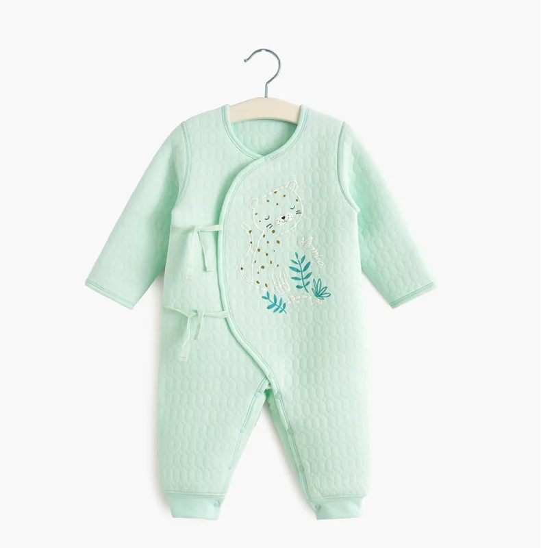 kindi kids baby sister Exclusive Handcrafted Baby One-Body Winter 2 baby kids Clothes: Thickened Cotton Long-Sleeve Lace-Up Romper for Comfortable Autumn Adventures baby boys 2024