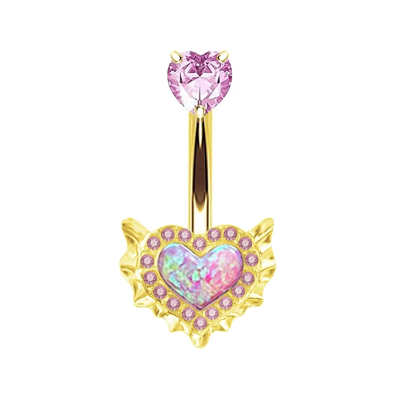 lifestyle fine jewelry Wholesale Bohemian Fairy Heart Belly Ring – Waterproof tracy's fine jewelry Metal Inlay Zircon Handpicked IG Style Jewelry fine jewellery zurich