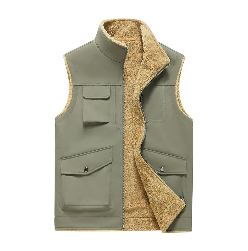 macy's women's clothing clearance Handmade Tailor-Made Men's Fleece-Lined Multi-Pocket Work Vest, Timeless Branded Outdoor Sports Clip Collar gothic women's clothing Velvet Vest 60 year old women's clothing