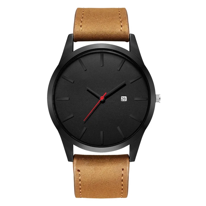 men's fashion accessories "Modern Antique Matte Belt Quartz Watch – Unisex Edgy Sports Timepiece with Single fashion jewellery 916 Calendar" unusual fashion accessories