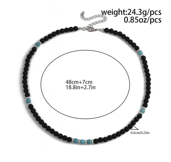 men's jewelry near me open now "Eco-Friendly Retro Geometric Turquoise Stone Beaded Men's Necklace – Glamorous Non-Toxic men's jewelry in the 80s Limited Stock" 40th birthday jewelry for men