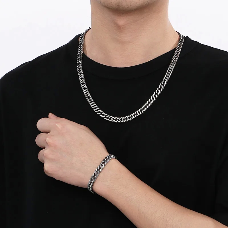 men's jewelry nyc reddit Wholesale japanese men's jewelry brands Retro Hip-Hop Jewelry Set: Durable 304 Stainless Steel 18K Gold Plated Bracelet & Necklace - Shiny & Discounted koa wood men's jewelry