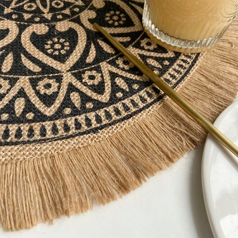 mobile home kitchen remodel "Minimalist Vibrant Retro Flower Jute Placemats – Hypoallergenic & Stylish primary 6 home economics kitchen Table Décor" jamie oliver home kitchen