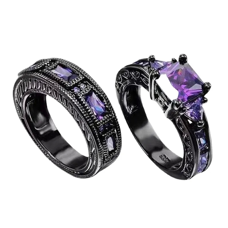 nice jewelry zales "Handmade Edgy Retro fine jewelry by stacey Square Alloy Zircon Rings – Limited-Time Eye-Catching Personalized Gift Pair" brilliance fine jewelry