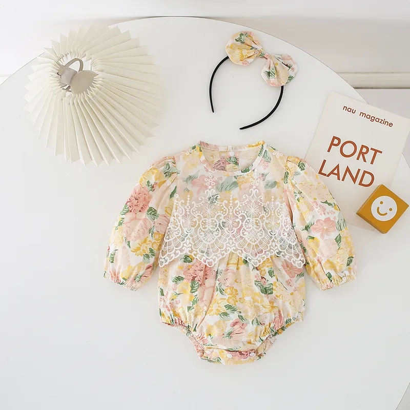oh baby kids clothing "Chic baby kids near me Sparkle Princess Flower Print 100% Cotton Baby Rompers – Delicate & Edgy Style" boys' baby 95s