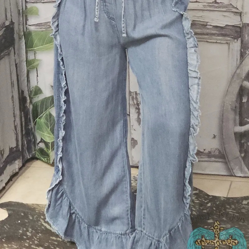 older women's clothing stores Wholesale Women's Sparkling Bohemian Chic Hand-Engraved Ruffles Jeans - women's clothing on clearance Casual Streetwear Full-Length Denim youth size 12 in women's clothing