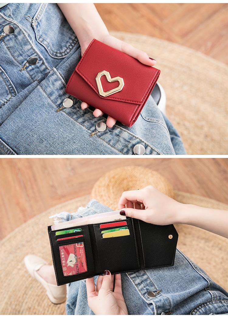 polished Bold Glamorous Women's Short Wallet: Soft-Faced Organic Three-Fold Coin Purse & Card Holder with Masculine minimalist style Edge affordable luxe