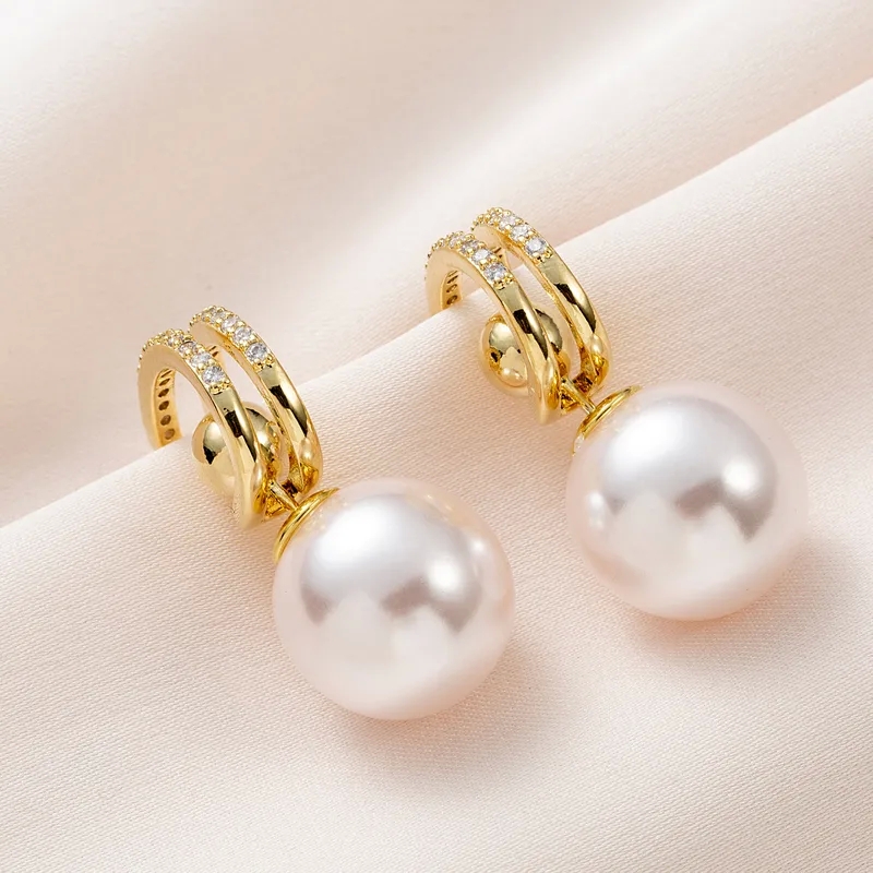 quince fine jewelry "Personalized Recycled Geometric Copper Pearl Zircon 24K Gold Drop Earrings – xandrea fine jewelry Seasonal Fashion Must-Have" linaje .925 fine jewelry