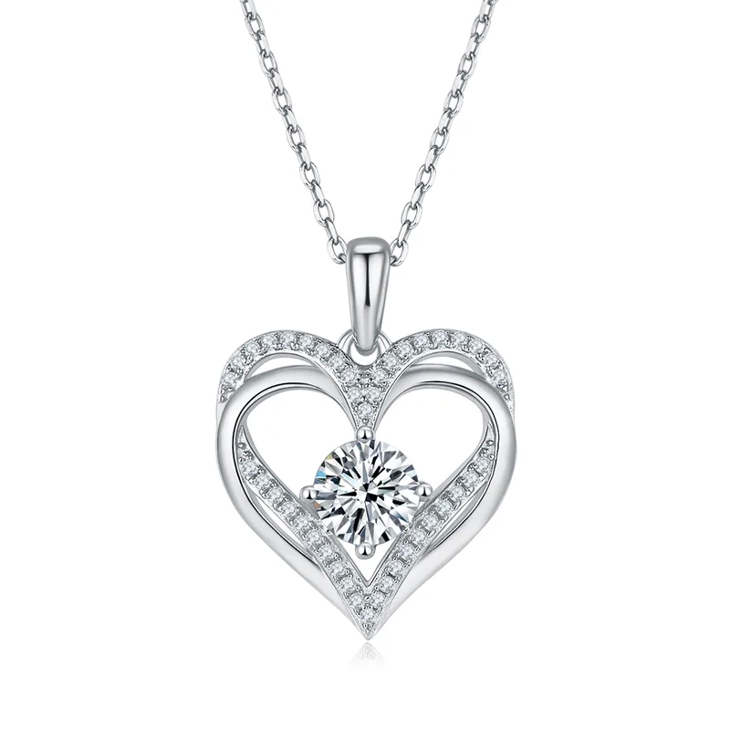 sterling silver high end jewelry brands "Luxury Boho Chic 925 high end nipple piercing jewelry Sterling Silver Moissanite Heart Pendant Necklace – Feminine & Fashionable Cable Chain" high end jewelry photography