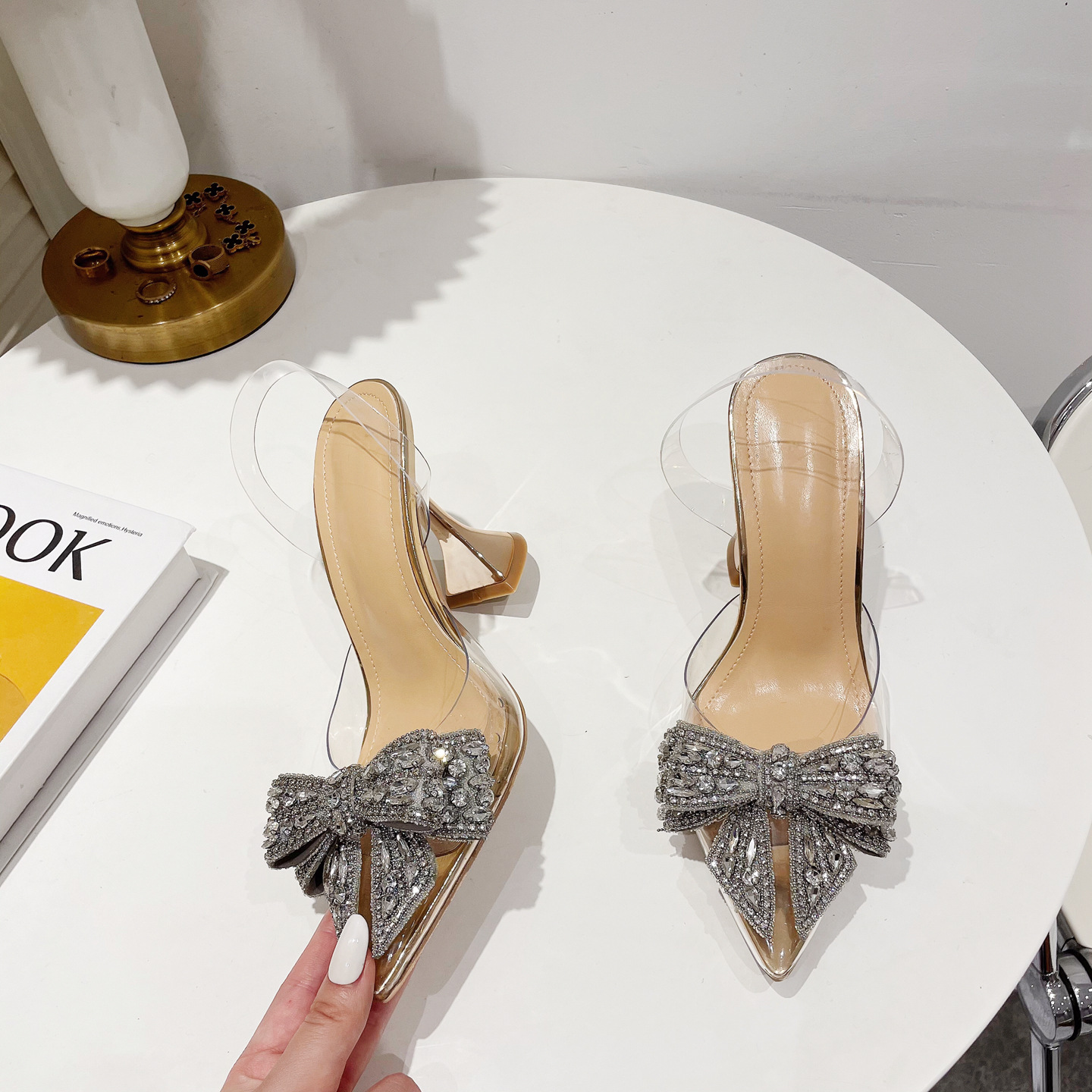 timeless Eco-Friendly Minimal stylish Bold Bow Rhinestone Transparent High Heel Sandals – Seasonal Women's Collection handpicked