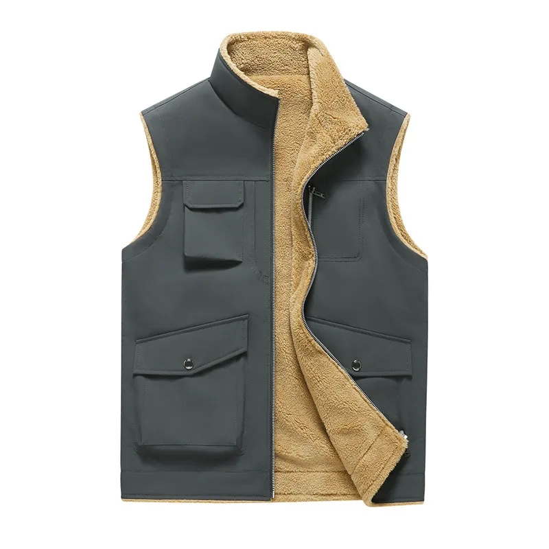 women's clothing early 1900s Handmade Tailor-Made Men's Fleece-Lined Multi-Pocket Work Vest Timeless Branded zimmerman women's clothing Outdoor Sports Clip Collar Velvet Vest women's clothing jcpenney