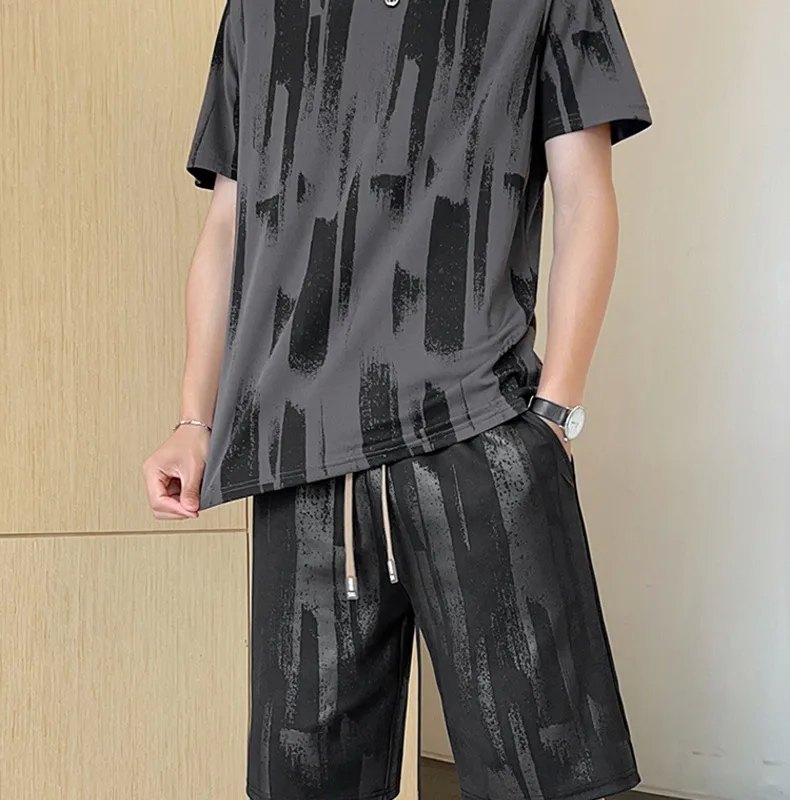 women's clothing for hot humid climates Refined Elegance Upcycled Men's Summer Ice Silk Quick-Dry Crewneck T-Shirt & Tailor-Made women's clothing trendy Five-Point Pants Set yaya women's clothing