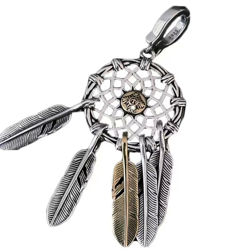 00s jewellery "Vintage Dreamcatcher Feather Copper 925 silver beads for jewelry making Charms – High-Quality Retro Jewelry for Everyday Elegance" acrylic beads for jewelry making