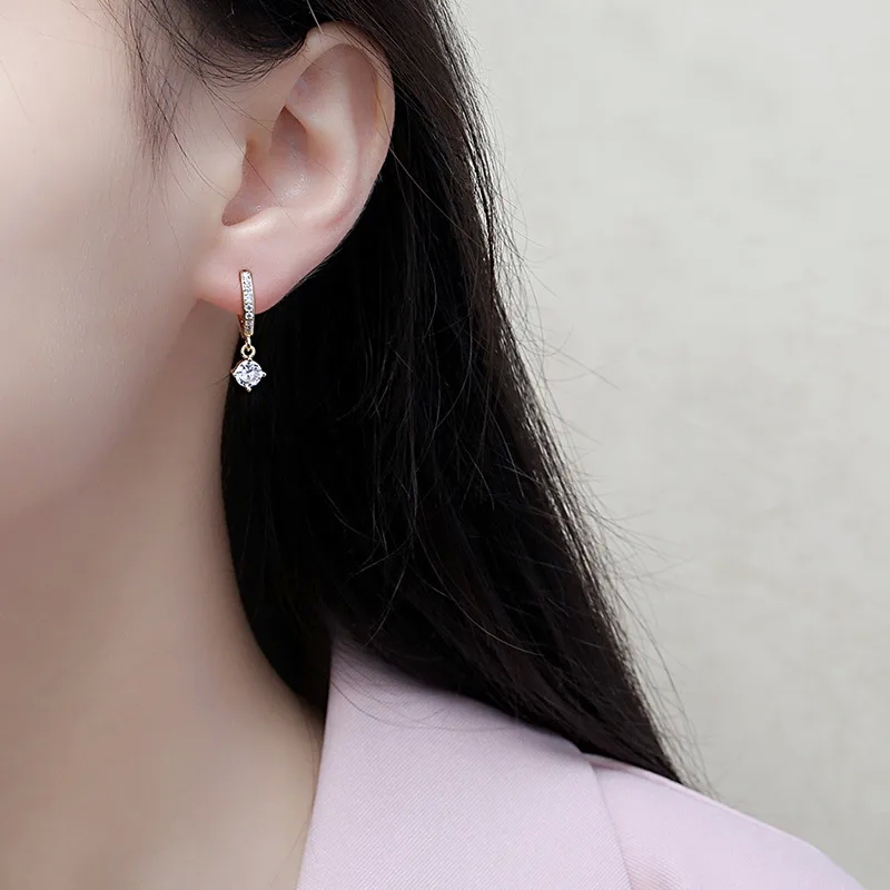 14k gold fine jewelry earrings Boho Chic Sparkle Round Copper Inlay Zircon Drop Earrings - Simple Commute Style young's fine jewelry photos Wholesale 1 Pair amor fine jewelry
