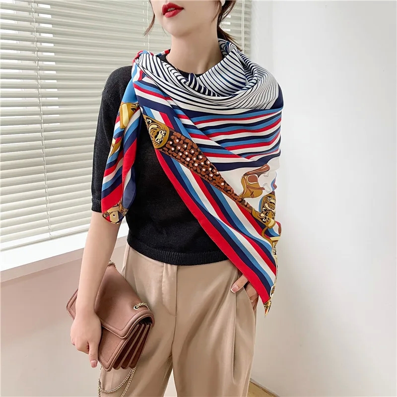 2000s fashion accessories "Unique Weatherproof European-American Twill Silk Square 1970s fashion accessories Scarf – Striped Shawl Headscarf for All Seasons" compilation of fashion accessories articles in the philippines