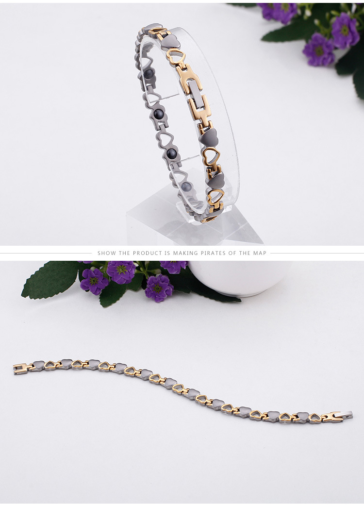 5th c fine jewelry Wholesale Matte Titanium Steel 18K Gold Plated Heart Bracelets - Organic, High-End, fine jewelry usa Masculine Design gary michaels fine jewelry