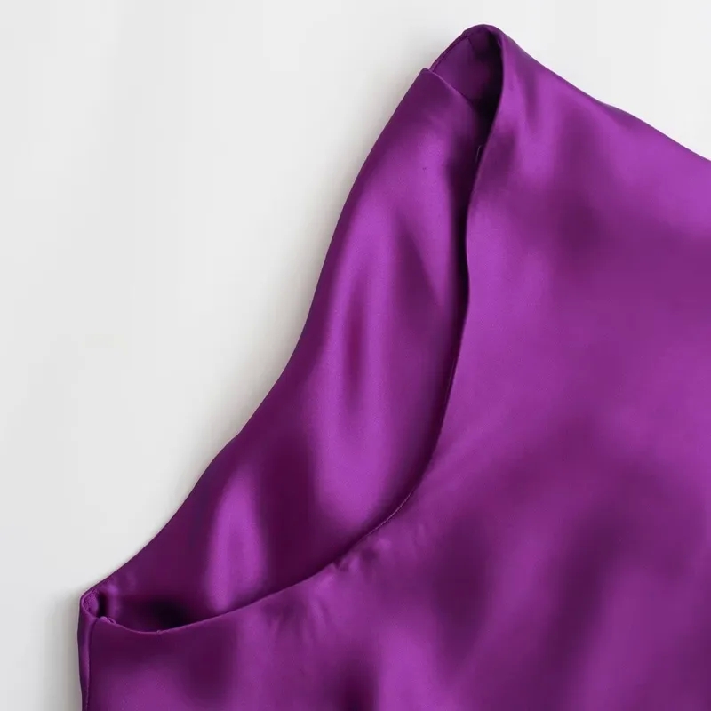 6pm women's clothing Luxury Glossy Women's Solid Color Maxi Dress - Gift-Ready 50s women clothing Round Neck Pleated Sleeveless Streetwear Holiday Dress woman clothes 50s